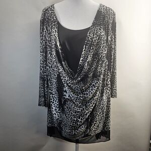 Suzie in the City 2X leapord print blouse